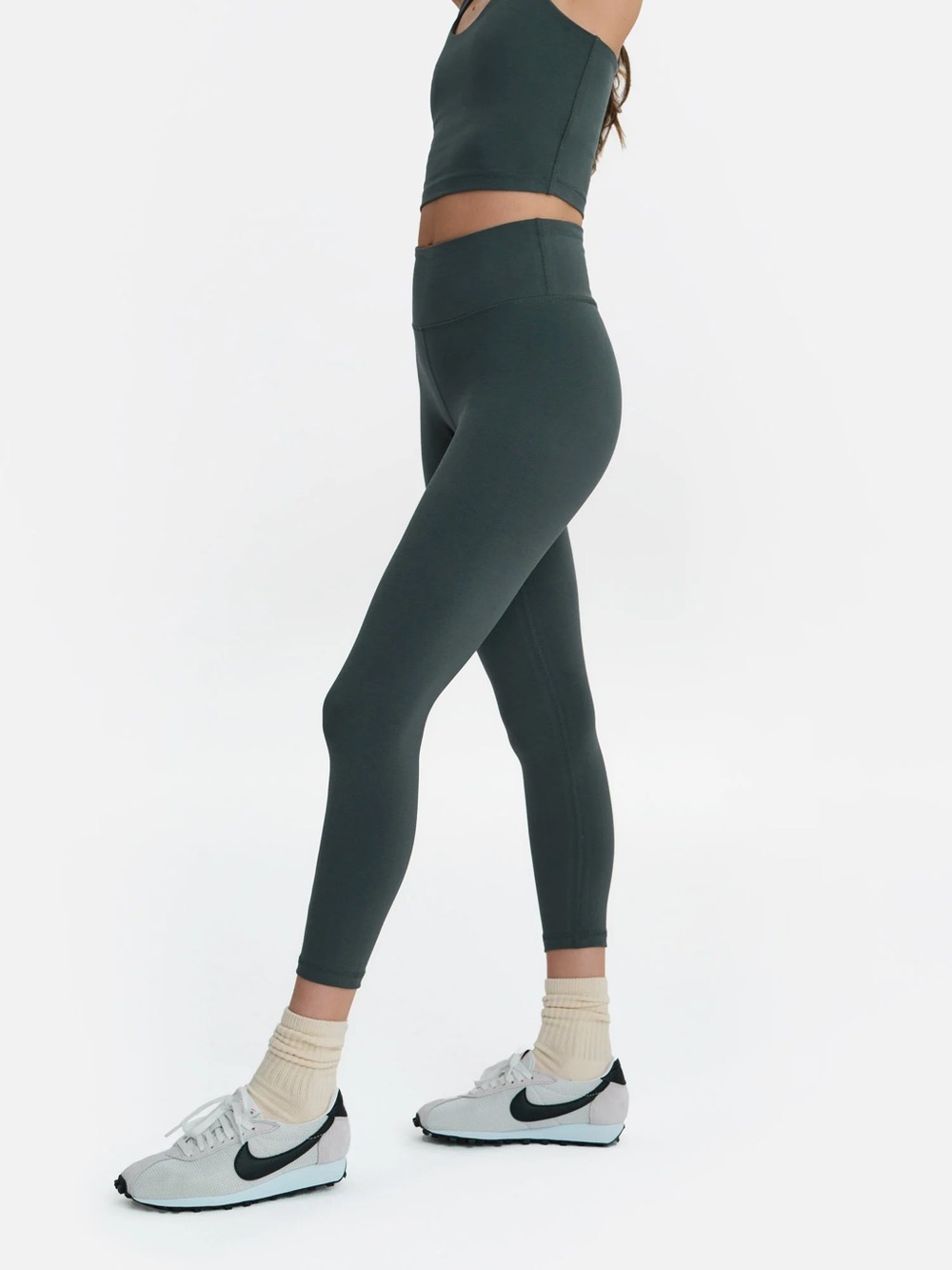 MATE the Label High Rise High Waist Midi Leggings Forest Green Organic - Picture 8 of 9